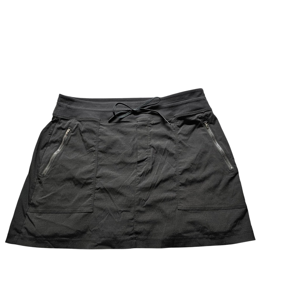 Athleta Black Activewear Skort Womens 16 Zipper Pockets Drawstring Hiking Golf